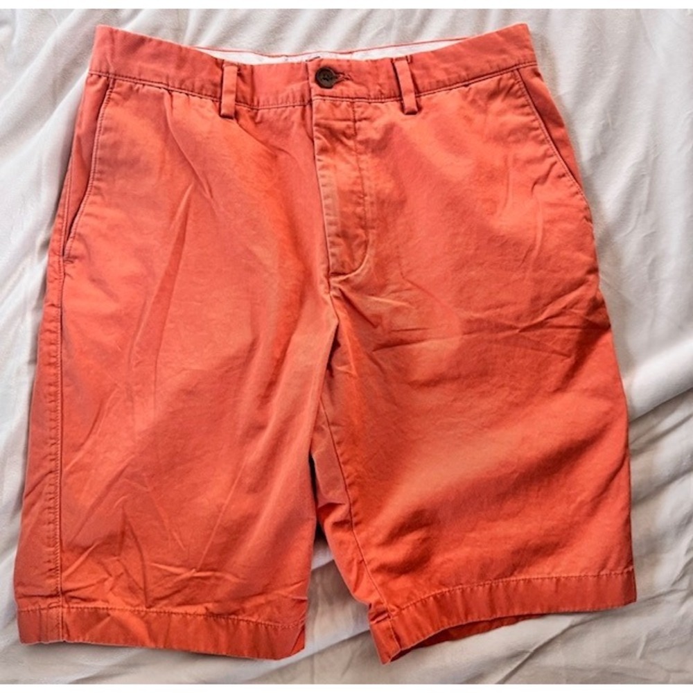 Banana Republic Aiden Slim Fit Chino Shorts Mens 30 Coral Orange Cotton Twill